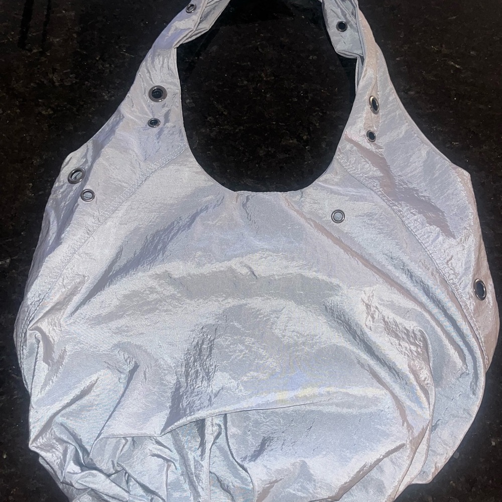 Silver Metallic Hobo Bag - Lightweight Women's Shoulder Bag